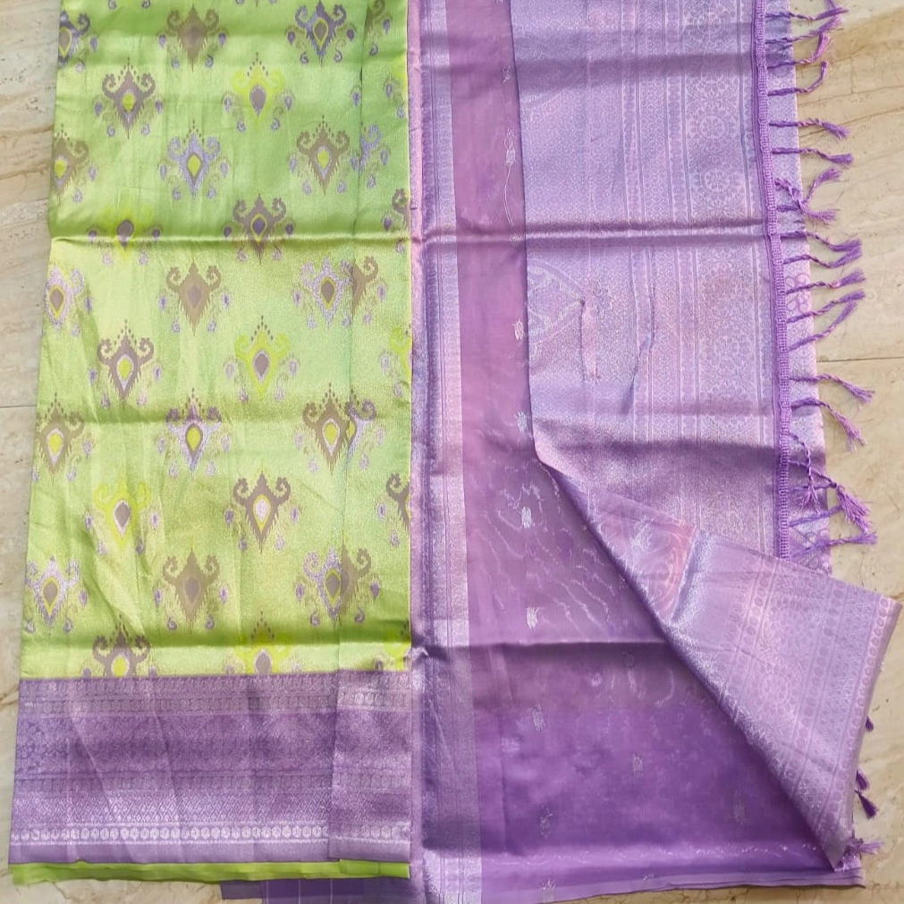 Silver Pattu - Parrot Green - Image 2