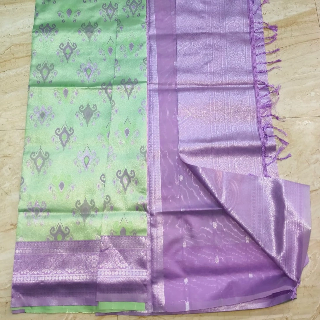 Silver Pattu - Light Green - Image 2