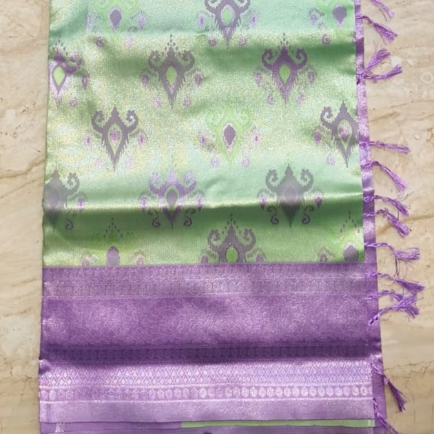 Silver Pattu - Light Green