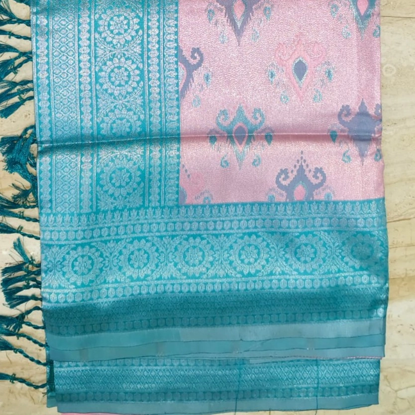 Silver Pattu - Light Pink
