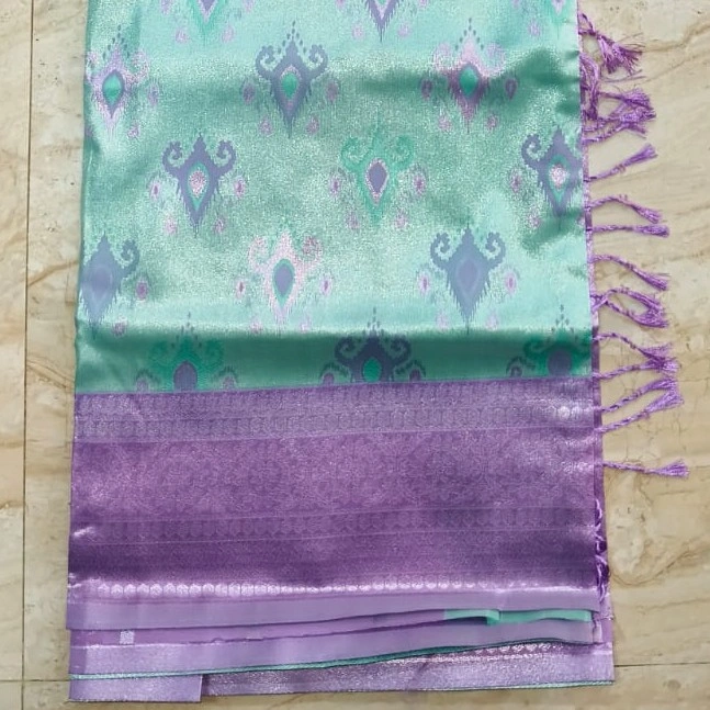 Silver Pattu - Sea Green