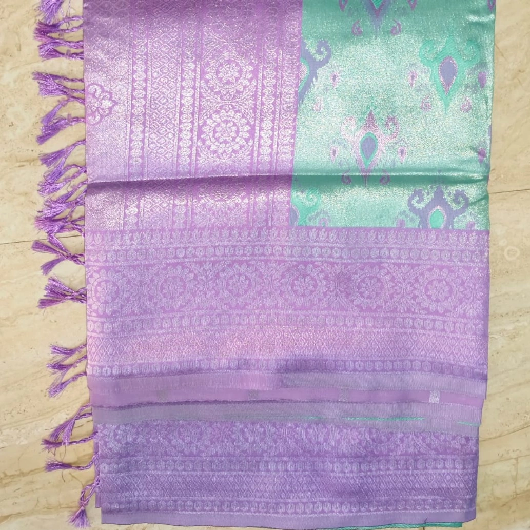 Silver Pattu - Sea Green - Image 3