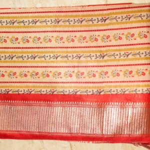 Moonga Silk - Cream Red Stripes