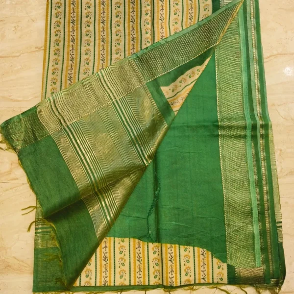 Moonga Silk - Creamy Green Strips - Image 2