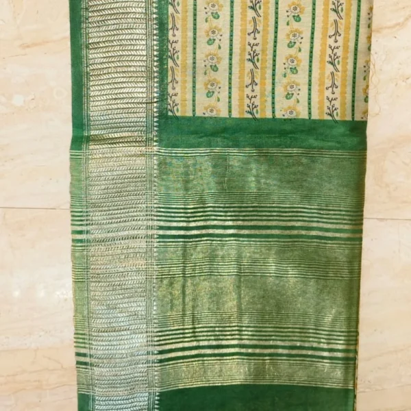 Moonga Silk - Creamy Green Strips - Image 3