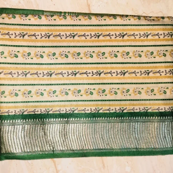 Moonga Silk - Creamy Green Strips