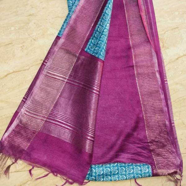 Moonga Tussar Silk - Blue - Image 2
