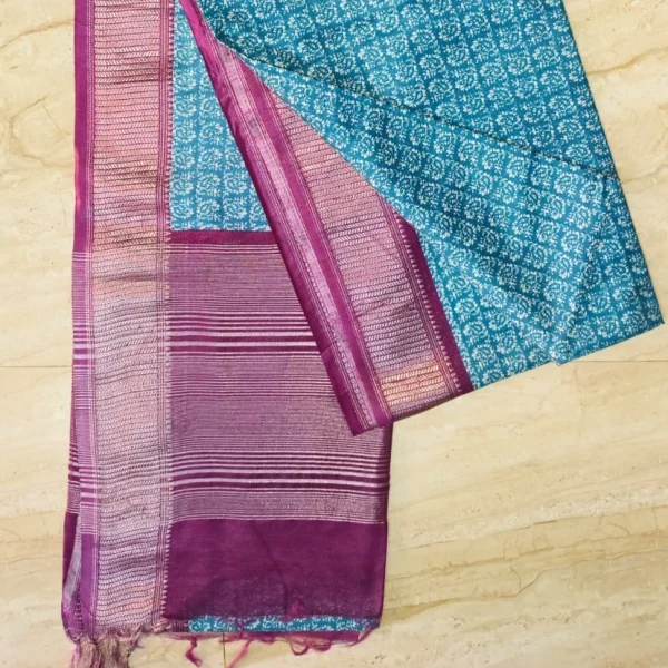 Moonga Tussar Silk - Blue - Image 3