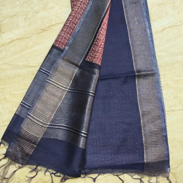 Moonga Tussar Silk - Light Brown - Image 2